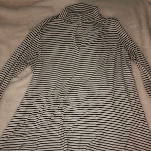 American Eagle Striped Keyhole Long Sleeve Top
